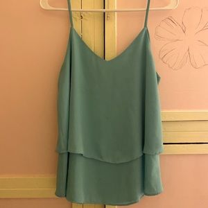 Teal flowy tank top